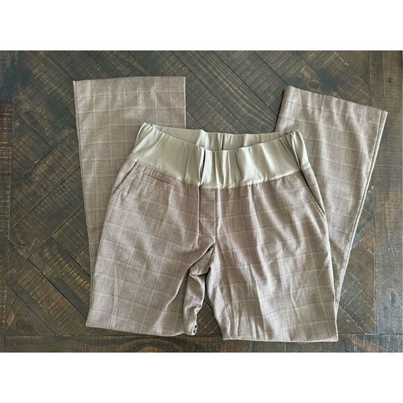 Liz Lange Maternity Stretch Brown and Tan Trouser Dress Pants Casual Pants Size - Picture 1 of 4